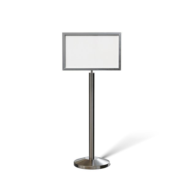 Sign 14 x 22 in. H Satin S.S., PLS WAIT HERE FOR THE NEXT AVL TELLER, Montour Line, Mfr#: FS200-1422-H-SS-PLSWAITTELL
